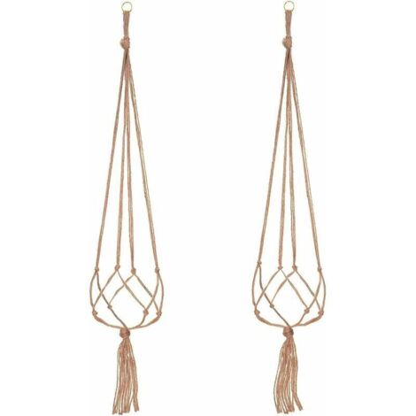 Paquets Suspension Plante Macramé, Pot Suspendu Plante, pour Suspendre Pot de Fleur Plante Suspension Suspendue Décoration Balcon Maison, 4 Jambes en Corde, 105 cm,2Pcs