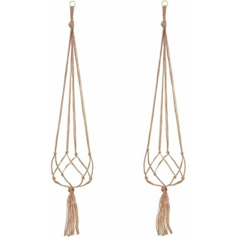 Paquets Suspension Plante Macramé, Pot Suspendu Plante, pour Suspendre Pot de Fleur Plante Suspension Suspendue Décoration Balcon Maison, 4 Jambes en Corde, 105 cm，2Pcs