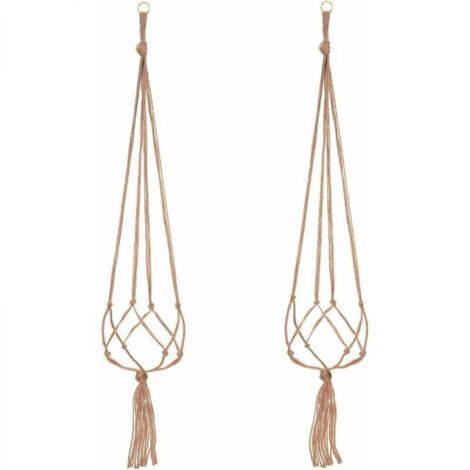 Paquets Suspension Plante Macramé, Pot Suspendu Plante, pour Suspendre Pot de Fleur Plante Suspension Suspendue Décoration Balcon Maison, 4 Jambes en Corde, 105 cm，2Pcs