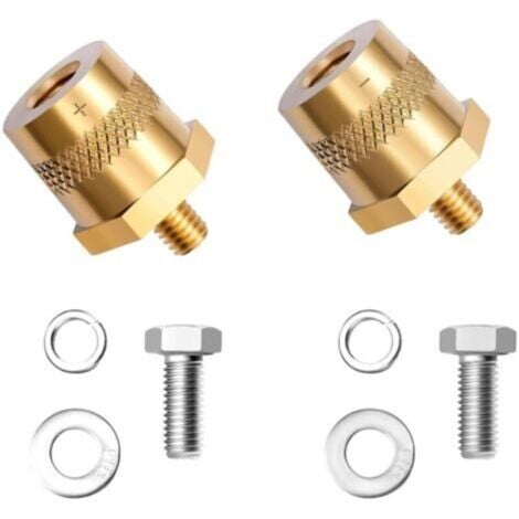 MUMU Par de adaptadores de batería de latón M8, terminales de batería, adaptadores de terminales de batería para baterías de litio de automóvil