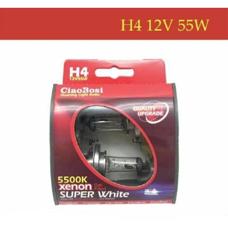 BOMBILLAS H4 PARA COCHE 60/55W 12V LUZ HALÓGENA BLANCA DE RECAMBIO MAXTECH  H4-B001