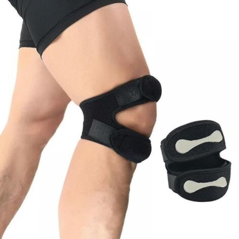 par de correas para la rótula, correas de soporte para el tendón rotuliano y rodilleras para aliviar el dolor, adecuadas para correr, escalar y otros deportes.