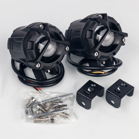 Par de focos LED para motocicleta, impermeables, redondos, luces de conducción auxiliares de 12-20 V para vehículos todo terreno, camiones y tractores