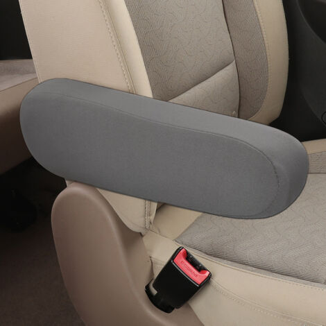 Par de fundas para reposabrazos de coche, fabricadas en tejido elástico plano para reposabrazos de asientos de coche – Ajuste universal para camiones, SUV y furgonetas (gris)