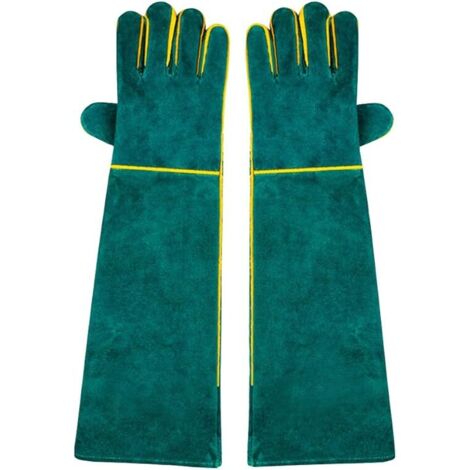 par de guantes de soldadura de piel de vaca con forro de espuma, estilo largo, color rojo, adecuados para soldadores MIG TIG, barbacoas, jardinería, estufas, chimeneas, 58 cm