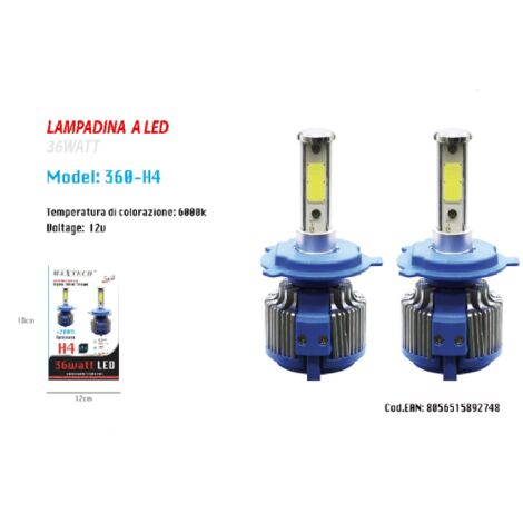 Kit de luces LED C6 H4 - 3 COB de 3800 lm, 36 W, 6000 K, blanco frío, para  coche y moto : : Coche y moto
