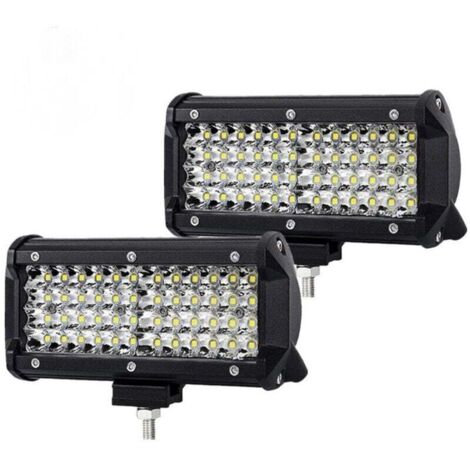 Par de luces de trabajo LED de 7", 144 W, 14400 lm, 6000 K, para tractor, barra LED, faros antiniebla 4x4, 4 filas, foco 8D, proyector LED para motocicleta, barco, camión