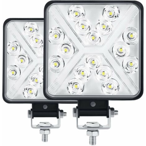 Par de luces LED de trabajo para tractor de 4 pulgadas, 300 W, 12 000 LM, 6000 K, 4 x 4, IP67, luces LED adicionales para motocicleta, lente cuadrada 8D, brillo extremadamente alto para tractor, SUV, 