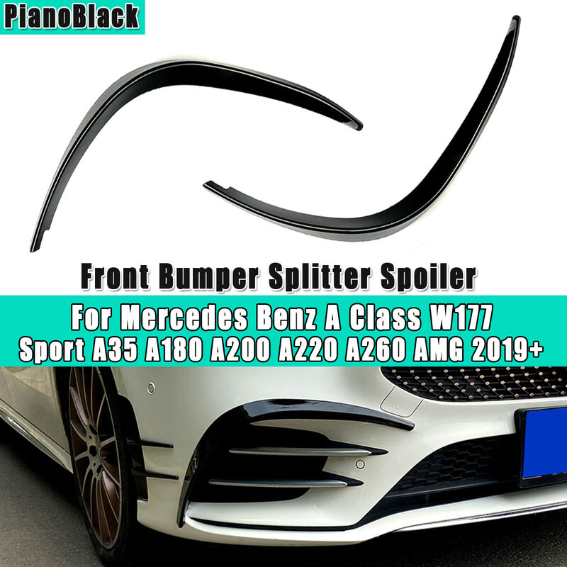 

Par de parachoques delantero Splitter Foglight spoiler Canard para Mercedes Benz Clase A (Piano Black)