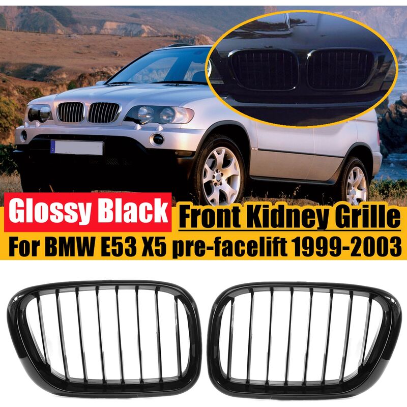 

Par de rejilla frontal negra brillante para BMW E53 X5 Pre-facelift 1999-2003