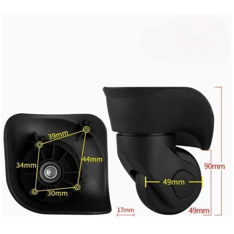 Alovez - Par de ruedas universales de repuesto para maleta, duraderas, multidireccionales, silenciosas, de goma, para reparación de maletas (2