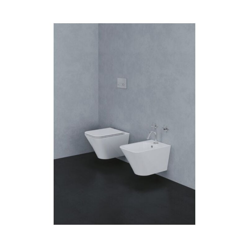 

Par de sanitarios suspendidos de cerámica 36x54 cm Azzurra Ceramica serie Build | Blanco brillo - Standard