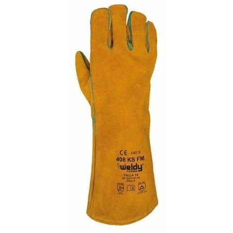 PAR GUANTE SOLDADOR SERRAJE NARANJA FORRO FOAM 9