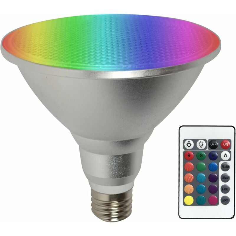 Par38 Ampoule Led Couleur Changement Dimmable 30W E27 Télécommande + rgb Couleurs,Lampe étanche intérieure/extérieure pour la maison Halloween