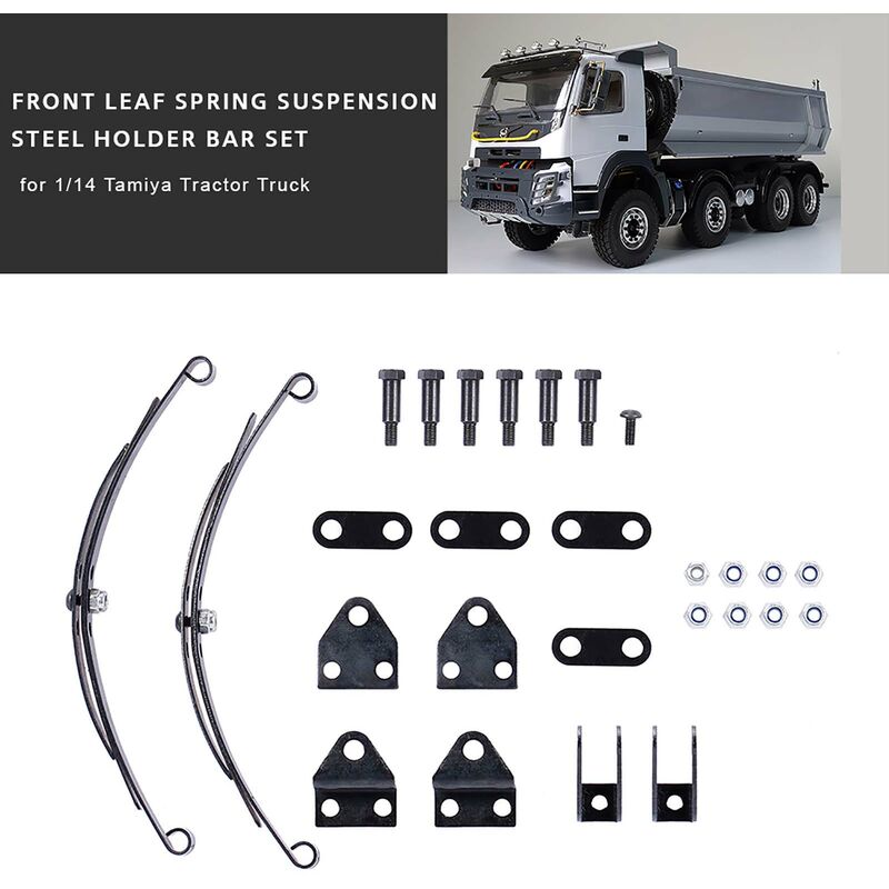

Happyshopping - Para 1/14 Tamiya Tractor Truck Suspension de resorte de hoja delantera Juego de barra de soporte de acero