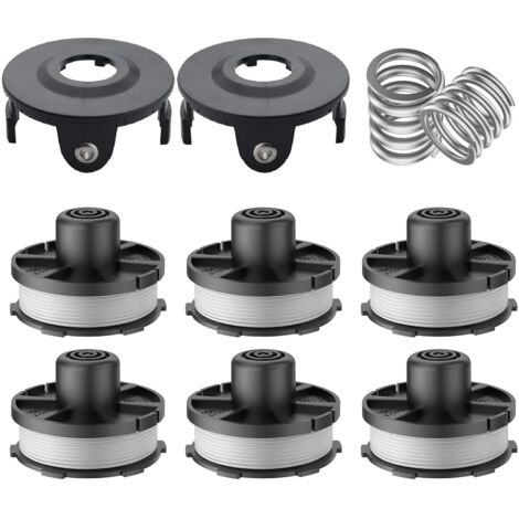 Para 195858-1/196146-9 Carrete de hilo de repuesto, compatible con Makita Akkusense 18 V DUR181/RF/Z (6 carretes de hilo + 2 resortes + 2 cubiertas para desbrozadora)