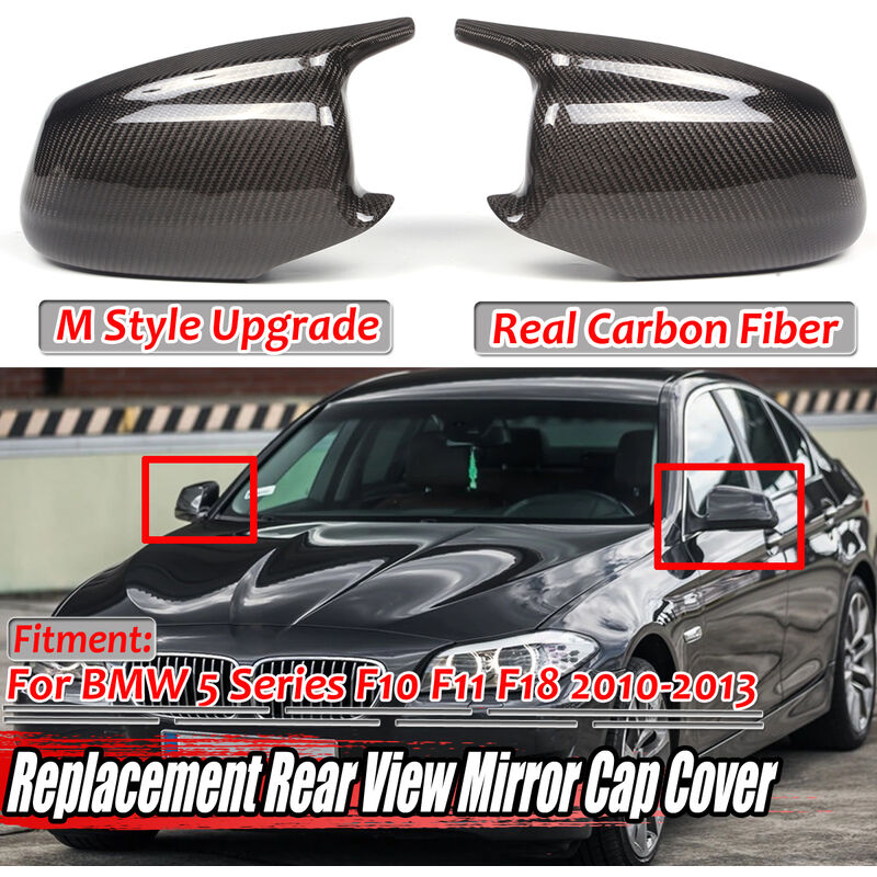 

Para BMW 5 Series F10 F11 F18 2010-2013 Reemplazo directo de fibra de carbono genuina Cubierta de espejo retrovisor Cubierta de espejo lateral