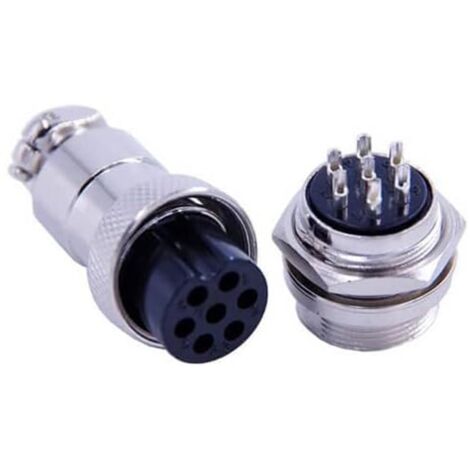 Para conector de aviación GX20 de 7 pines redondo hembra a conector de cable recto macho, kit de conector de aviación GX20 tipo roscado metálico macho y hembra para cable