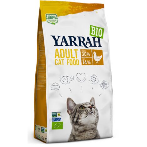 (para gatos adultos) Alimento orgánico de pollo 800 g - Yarrah
