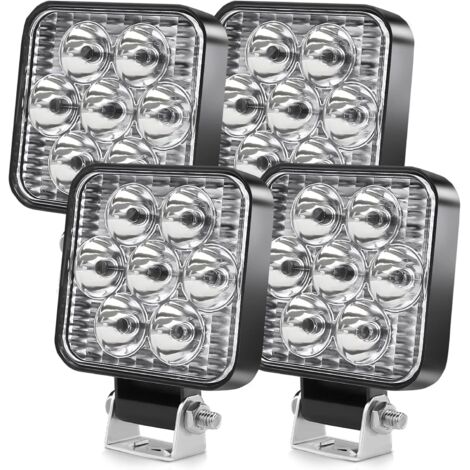 Para luz de trabajo LED de 2,5 pulgadas y 24 W, 12 V 24 V, 4 luces de trabajo LED cuadradas IP68 6000k para vehículos todoterreno ATV sedán UTV SUV, camiones, motocicletas, maquinaria agrícola, tracto