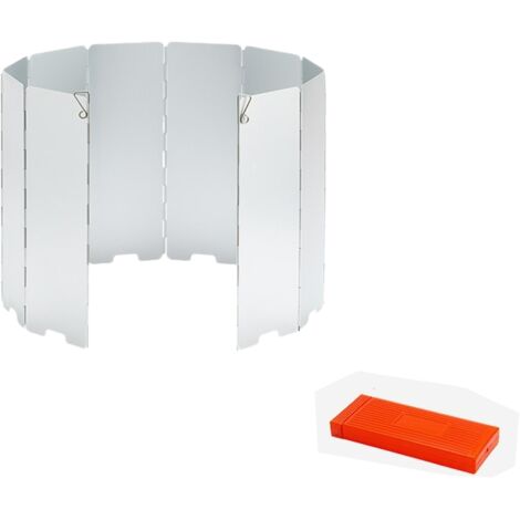 Parabrisas plegable de aluminio, 10 paneles para camping, ideal para exteriores, para estufas de camping, picnics y múltiples usos.