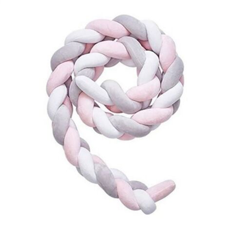 Parachoques de cama trenzado 3M, color blanco, gris, rosa, parachoques para cama de bebé, terciopelo relleno de algodón PP