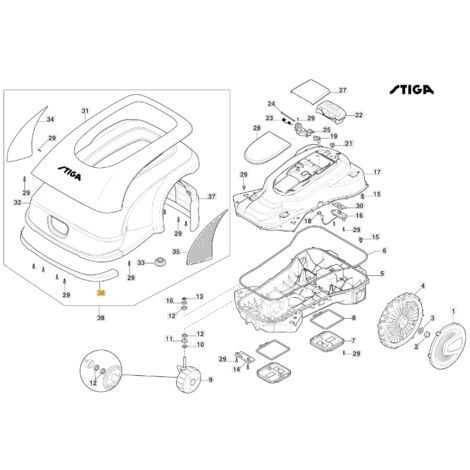 Parachoques delantero ORIGINAL STIGA a3000 - a5000 rtk robot cortacésped 381393707/0