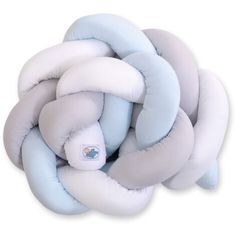 Paracolpi per culla intrecciato - Bianco, grigio e blu