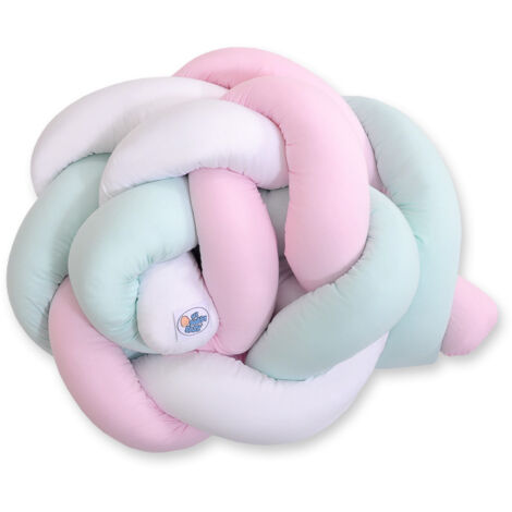 Paracolpi per culla intrecciato - bianco, rosa e menta