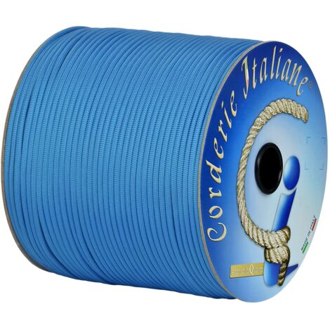Paracord 550 Type III Basic, Azzurro 4 mm - 10 mt, anima 7 fili, 100% Made in Italy 006078562 Corderie Italiane