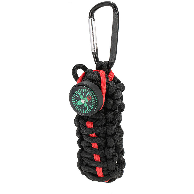 

Paracord para emergencias con brujula Autoayuda Camping al aire libre Senderismo Herramienta de emergencia,Negro