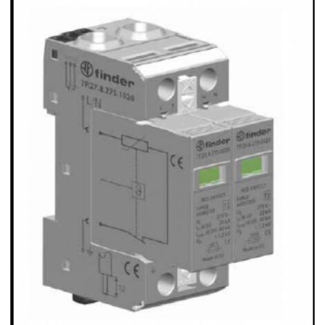 Paraf T2 2 varist 230V 20kA 1,2kV sans Telesignalisation FINDER 7P2782750020
