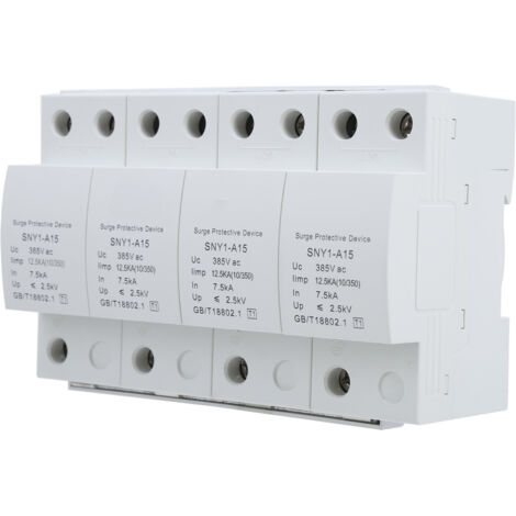 Parafoudre 4 Prises avec Disjoncteur Intégré, Protection Antisurtension 385VAC 15KA pour Appartement et Bureau