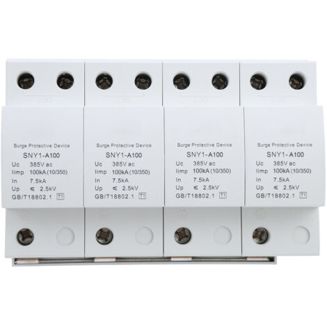 Parafoudre 4 Prises avec Disjoncteur, Protection Antisurge 385VAC 100KA pour Maison