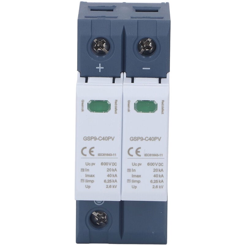 Rosvola - Jeffergarden Dispositif de protection contre les surtensions 2P 40KA Montage sur rail din Photovoltaïque dc Parafoudre Dispositif de