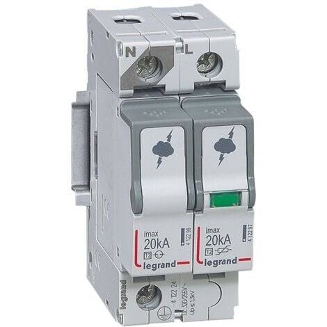 Parafoudre basse tension typeT2 Imax 20kA/pôle 1P+N 320V 2 modules LEGRAND 412224