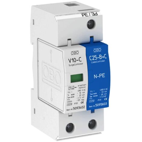Parafoudre de de surtension Obo Bettermann SPD 1+N/PE 10KA CL.2 5093418