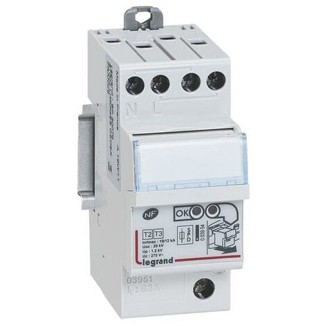 Legrand Parafoudre pour protection tableau d'abonné avec protection intégrée type2 Imax 12kA/pôle - 1P+N - 2 modules