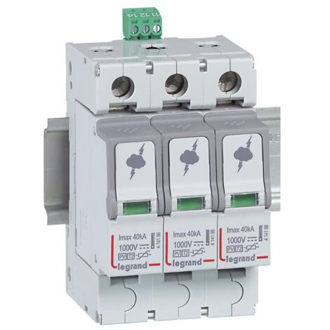 Parafoudre photovoltaïque type2 2 pôles protégés 3 modules Imax 40 kA 1000V LEGRAND 414156