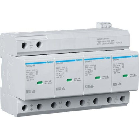 Parafoudre T1+T2 4P 25kA TNS/TT contact - HAGER SPA801