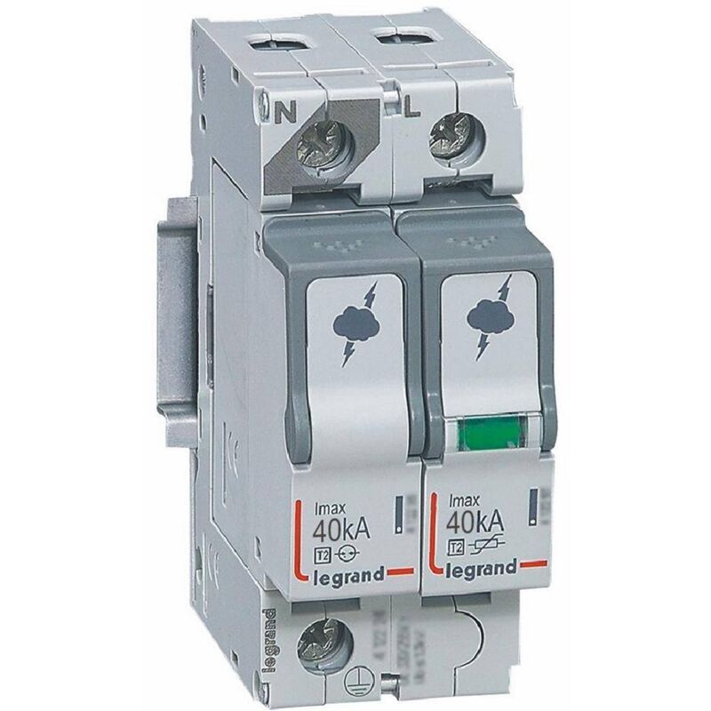 Parafoudre basse tension typeT2 Imax 40kA/pôle 1P+N 320V 2 modules Legrand 412244