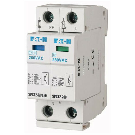 Parafoudres débrochables 1p+N 385VAC 20kA 000167623 EATON SPCT2-385-1+NPE