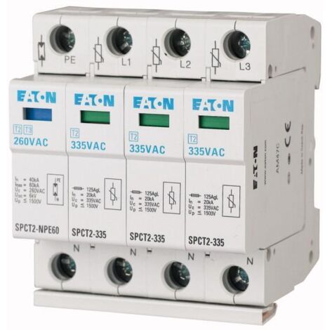 Parafoudres débrochables 3p+N 385VAC 20kA 000167624 EATON SPCT2-385-3+NPE