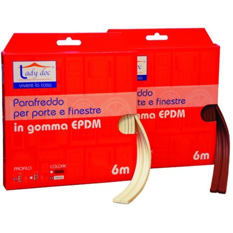 Parafreddo in gomma profilo e - - Specifiche: mm 9h rotolo da mt 6 - Colore: Bianco - 6 pz