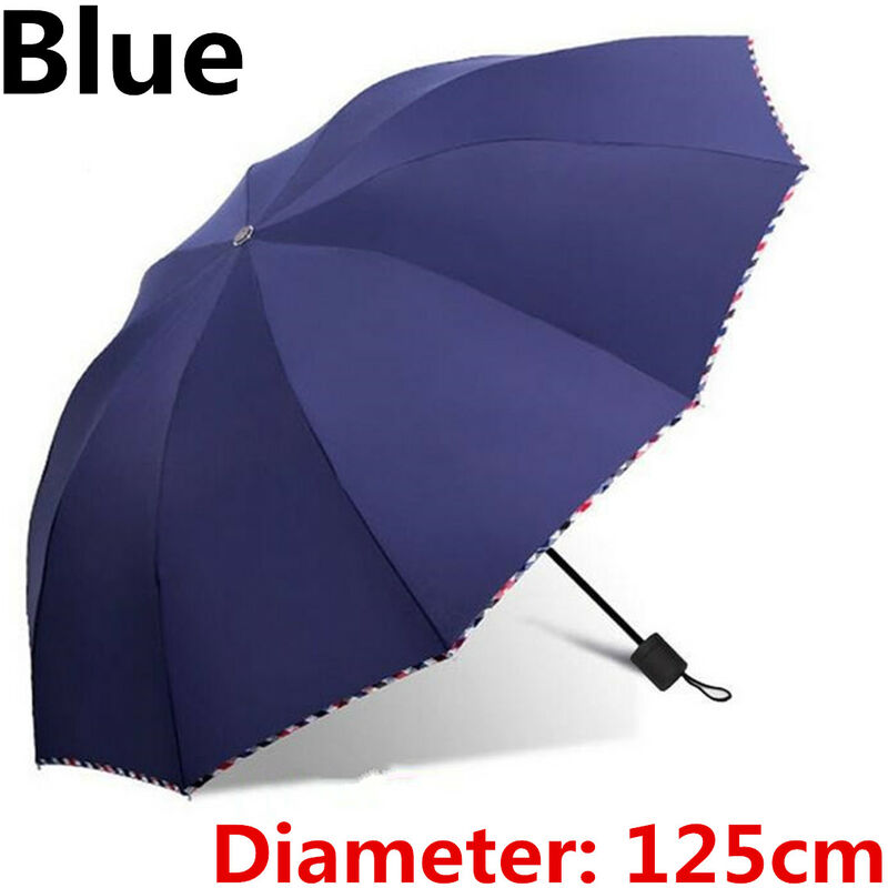 

Paraguas de lluvia plegable impermeable grande de 125cm para hombre y mujer, parasol de gran tamaño extra grande, azul, 125cm, azul, 125cm