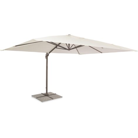 Paraguas rectangular 4x3 metros blanco con poste lateral de aluminio - Dalia
