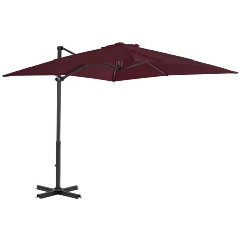 Paraguas voladizo con poste de aluminio 250x250 cm Borgoña