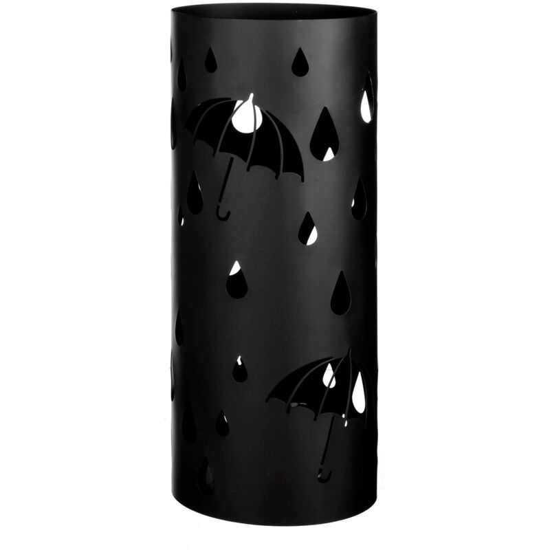 

Paragüero contemporáneo negro de metal redondo de gotas de lluvia de 15x49 cm