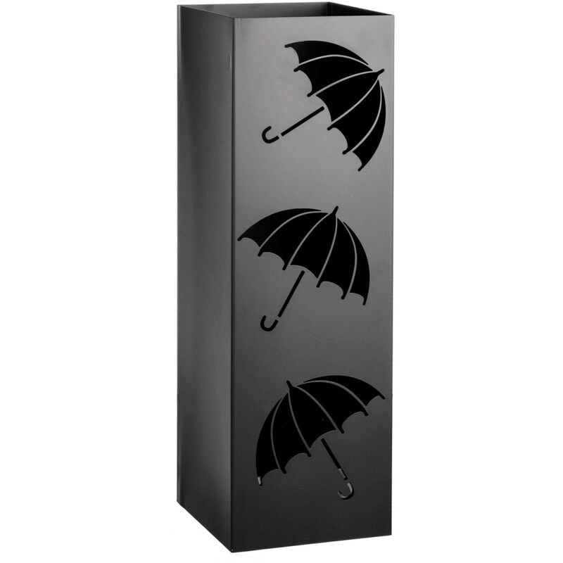 

Paragüero contemporáneo negro de metal tallado de paraguas de 15x49 cm