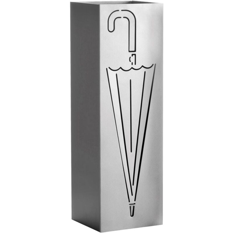 

Lolahome - Paragüero contemporáneo plateado de metal cuadrado de paraguas de 15x49 cm